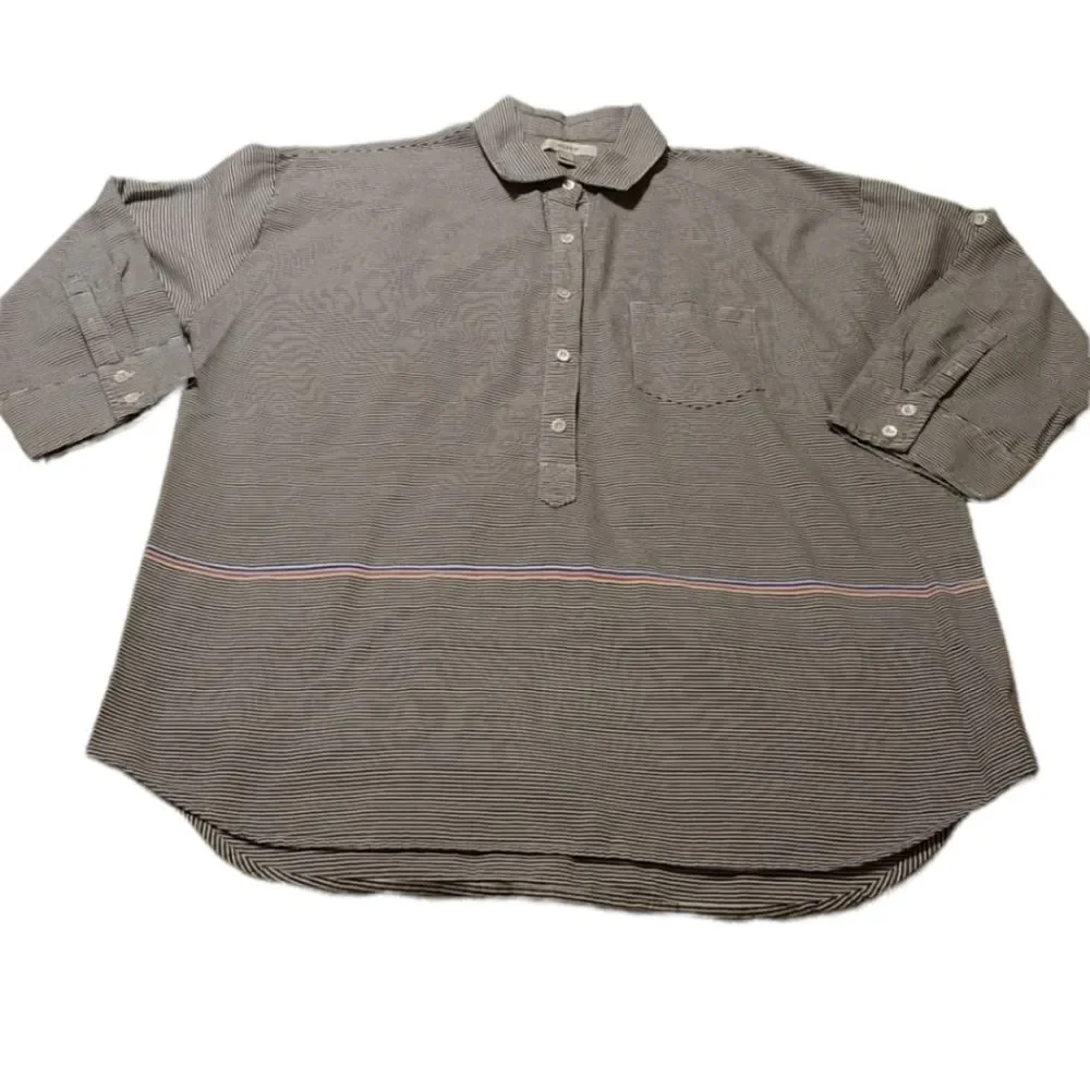 J. Crew Striped Button Up Preppy Nautical Shirt Women Size 8